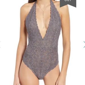 Free People Graphite Lace Bodysuit